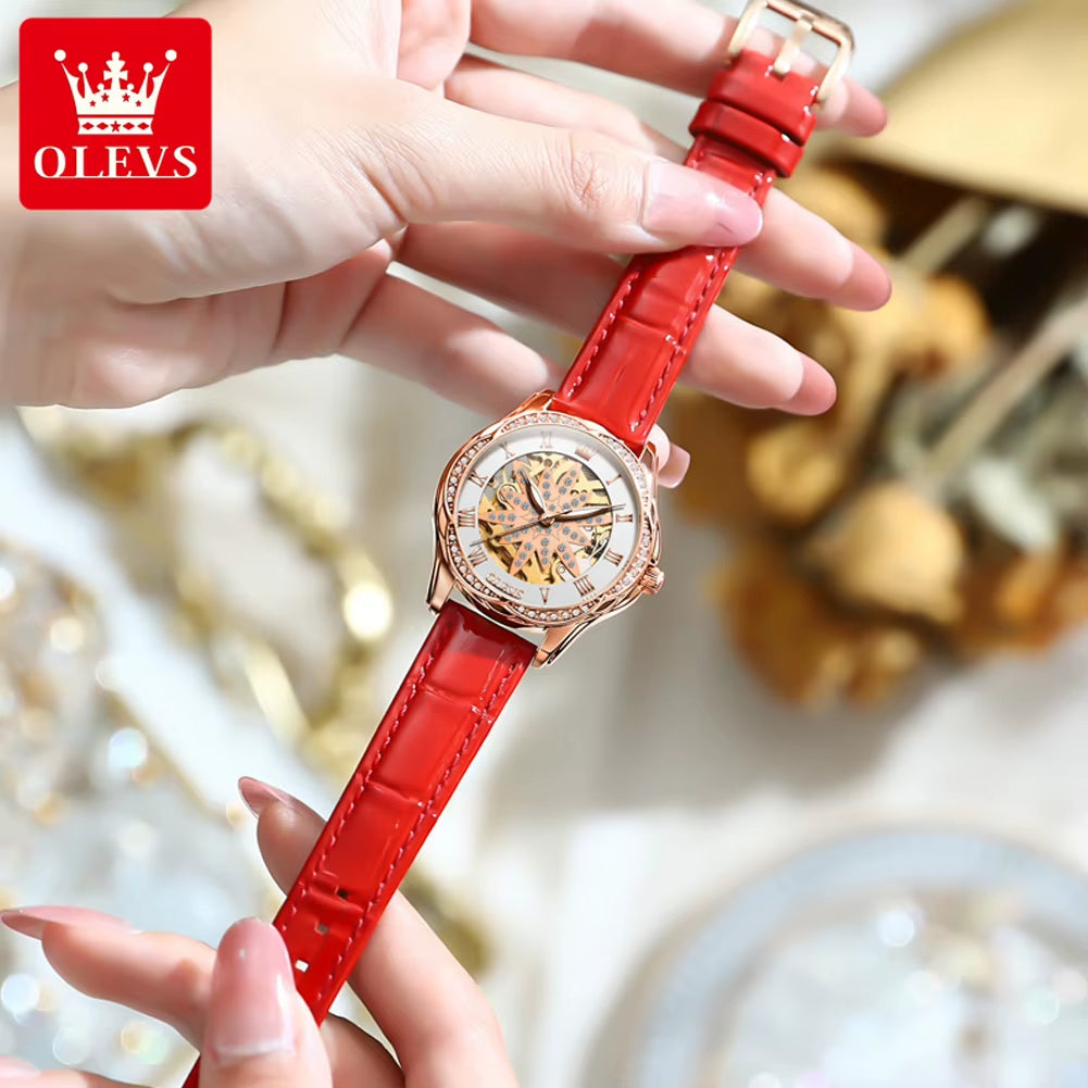 OLEVS 6681 Luxury Women Watch Fashion Diamond Female Watches Automatic Mechanical Watch Waterproof Stylish Ladies Clock