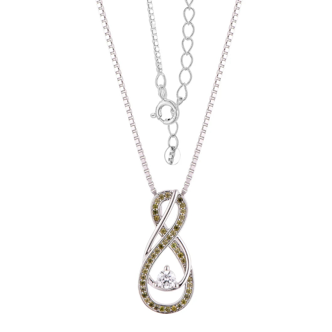 Peridot Green Infinity Birthstone Necklace - August Gemstone