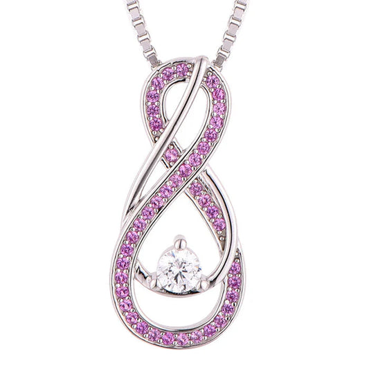 Pink Tourmaline Necklace with Infinity Design in 925 Sterling Silver