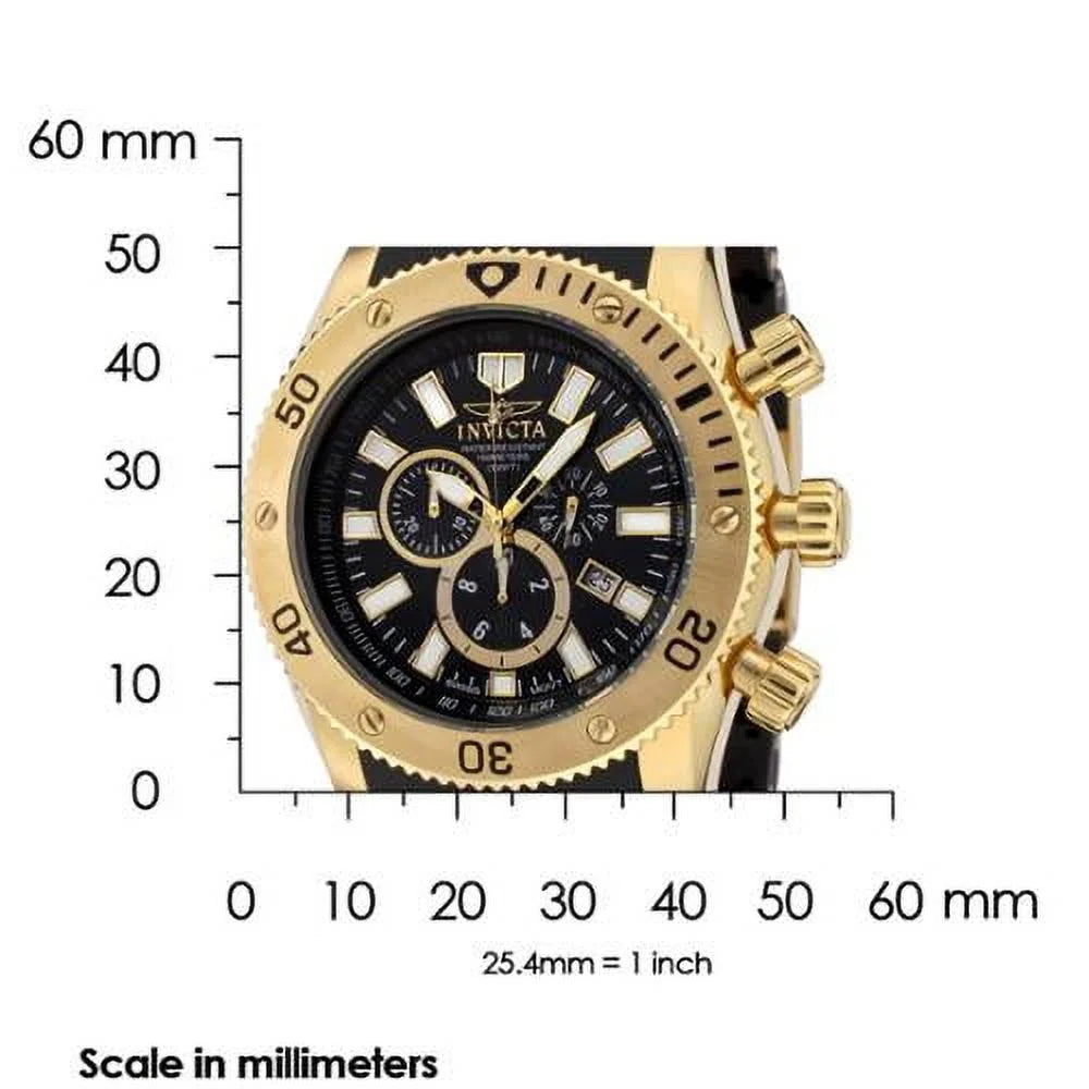 Men'S 0140 Spider Collection Gold Tone Black Dial Rubber Strap Chronograph Watch