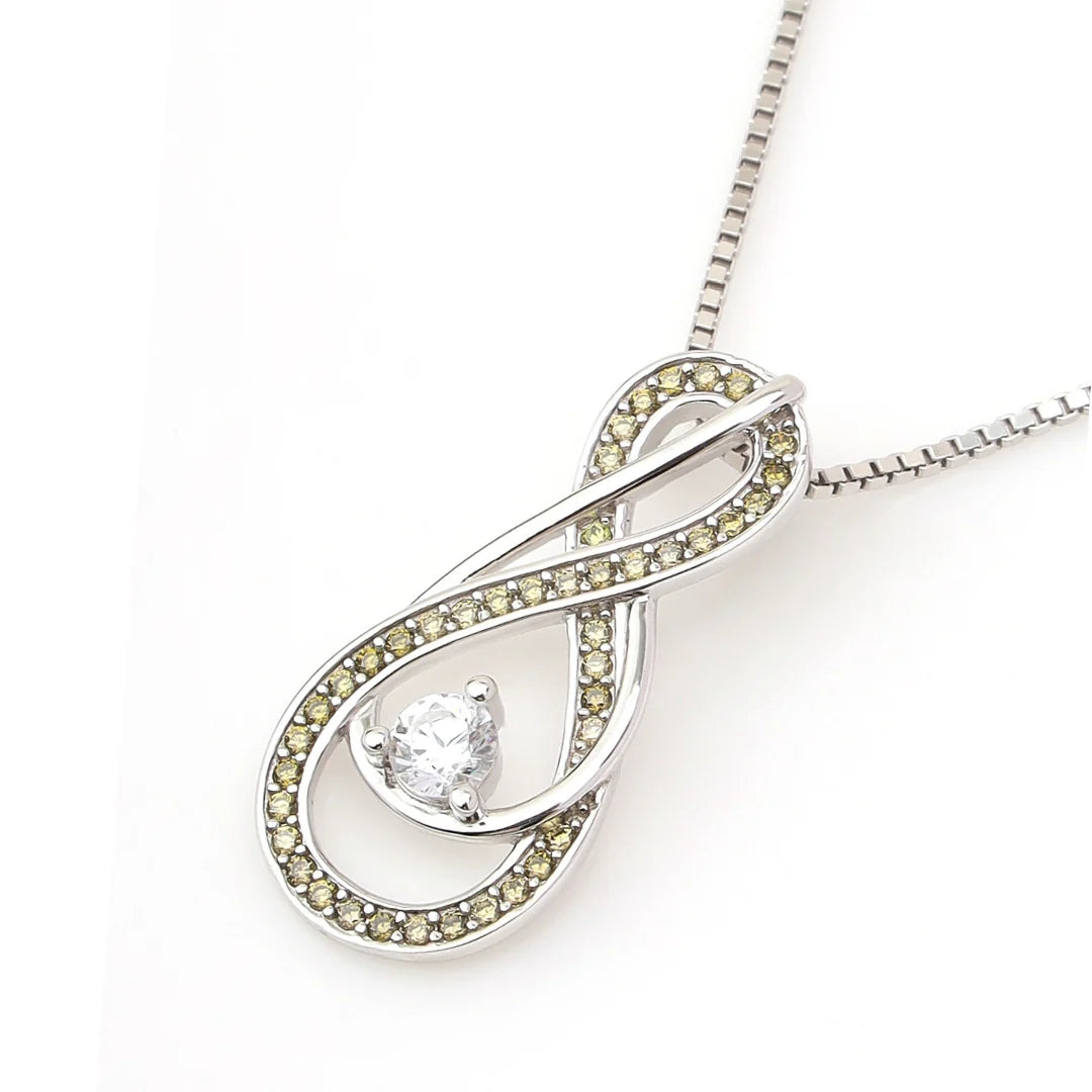 Peridot Green Infinity Birthstone Necklace - August Gemstone