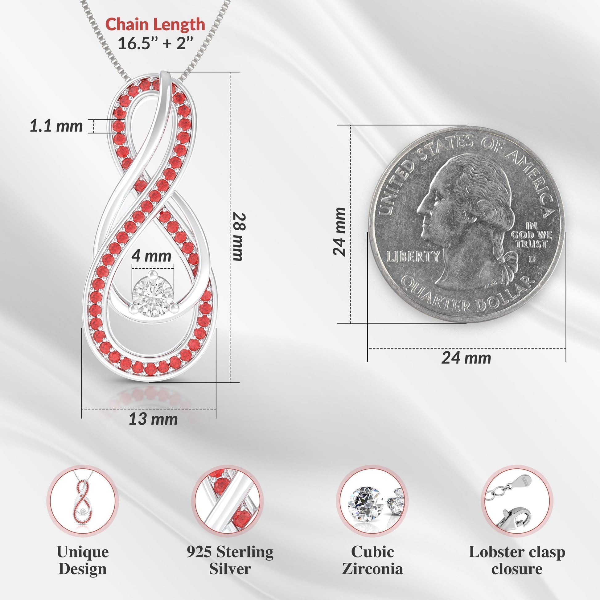 Blue Turquoise Infinity Birthstone Necklace - December Gemstone